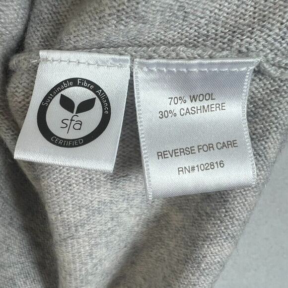 Garnet Hill Sweater Woman Small Gray Merino Wool Cashmere Pockets Turtleneck - Picture 6 of 8